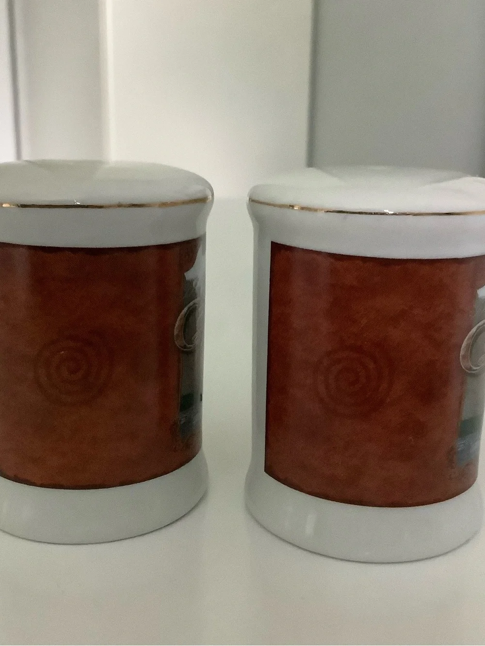 Grand Canyon Souvenir Ceramic Salt & Pepper Shakers in White with Brown Accents